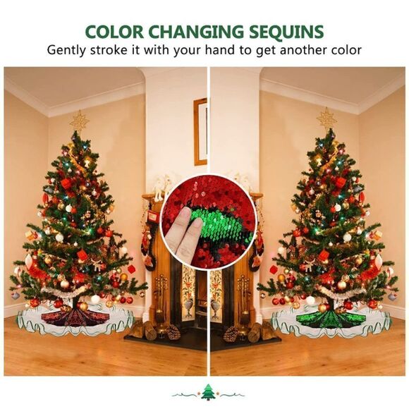 Color Changing Glitter Sequined Tree Skirt. 40". NIP - Picture 2 of 6